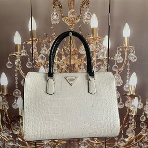 Guess Rhoda Satchel- Black & Stone